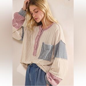 Sage & Fig Colorblocked Henley